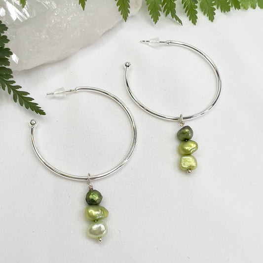 Dyed Freshwater Pearl Hoop Earrings