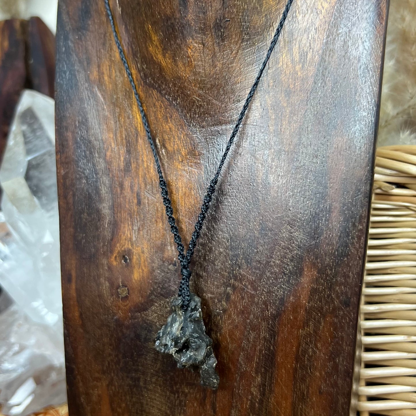 Darwinite Tektite Crystal Macrame Talisman (iii)
