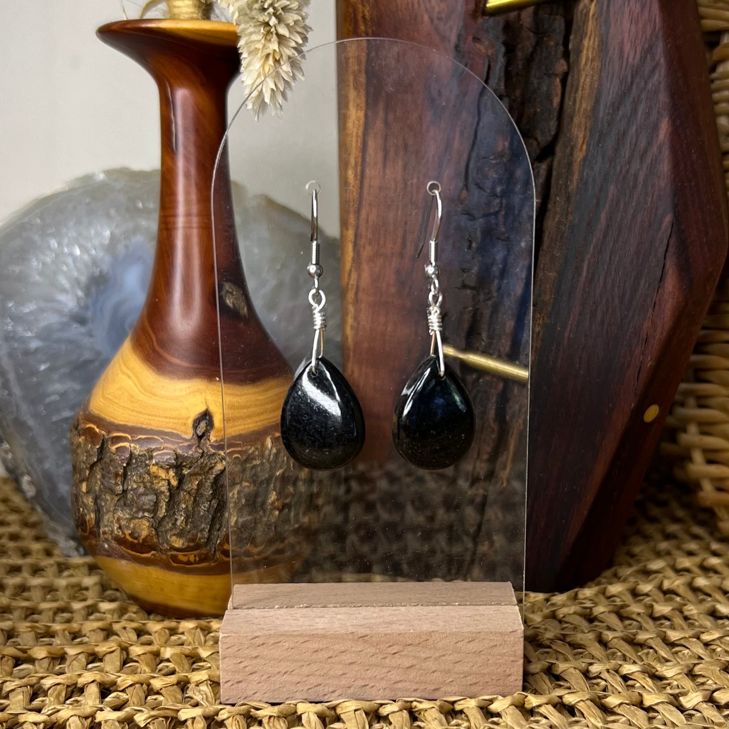 Black Tourmaline Crystal Earrings: Stability ∙ Protection ∙ Grounding
