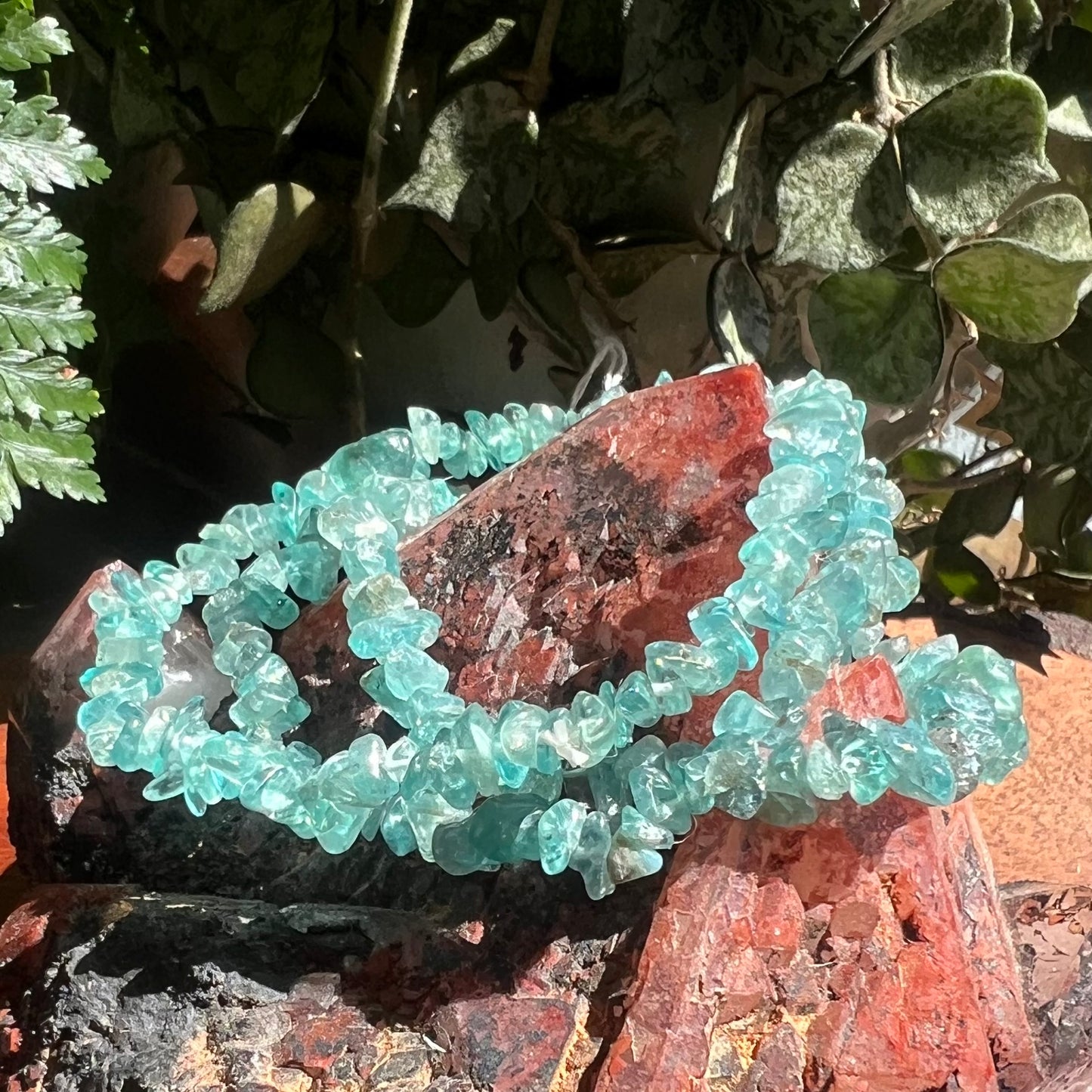 Neon Apatite Crystal Chip Stretch Bracelet