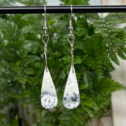 Dendrite Agate Crystal Earrings