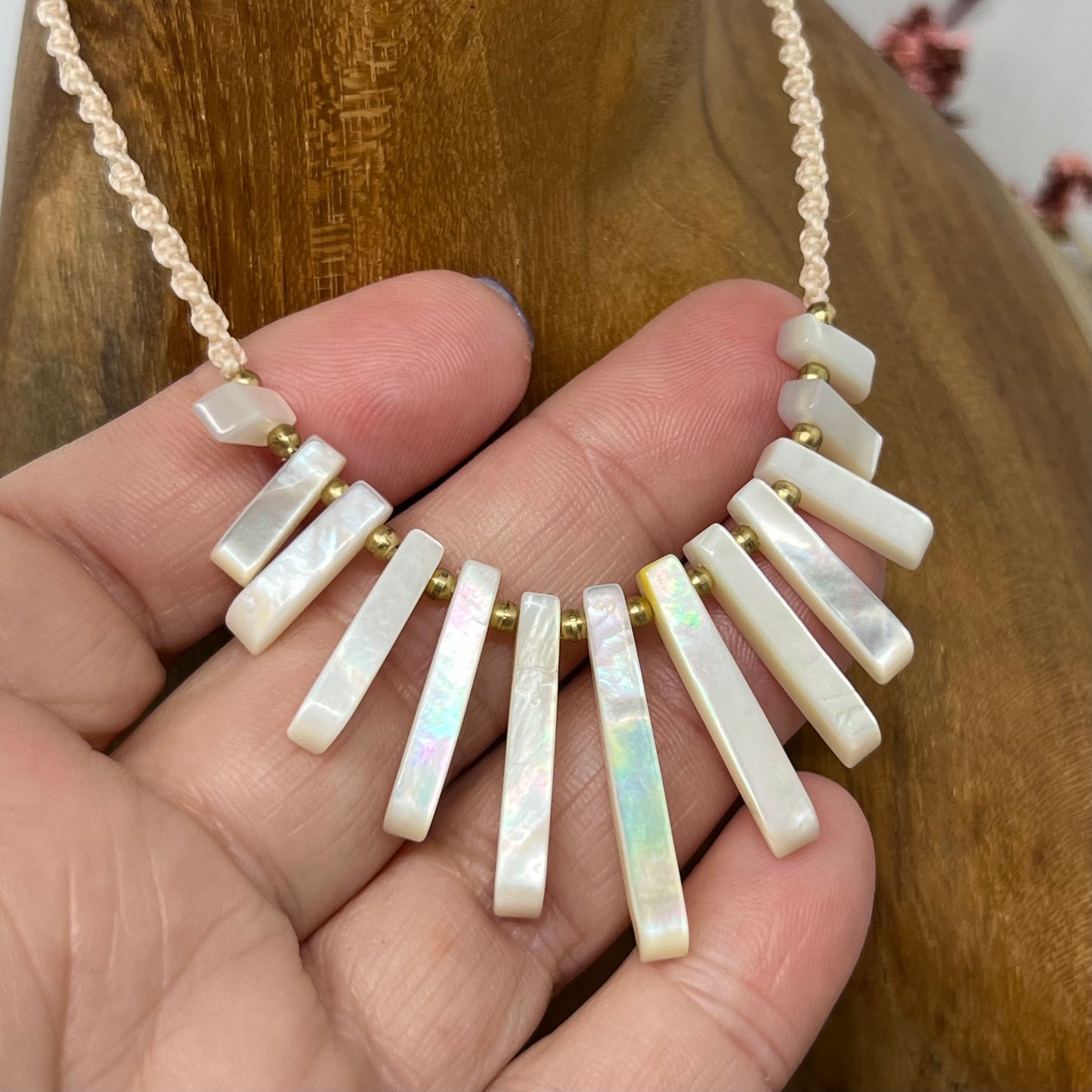 Mother of Pearl Macrame Necklace