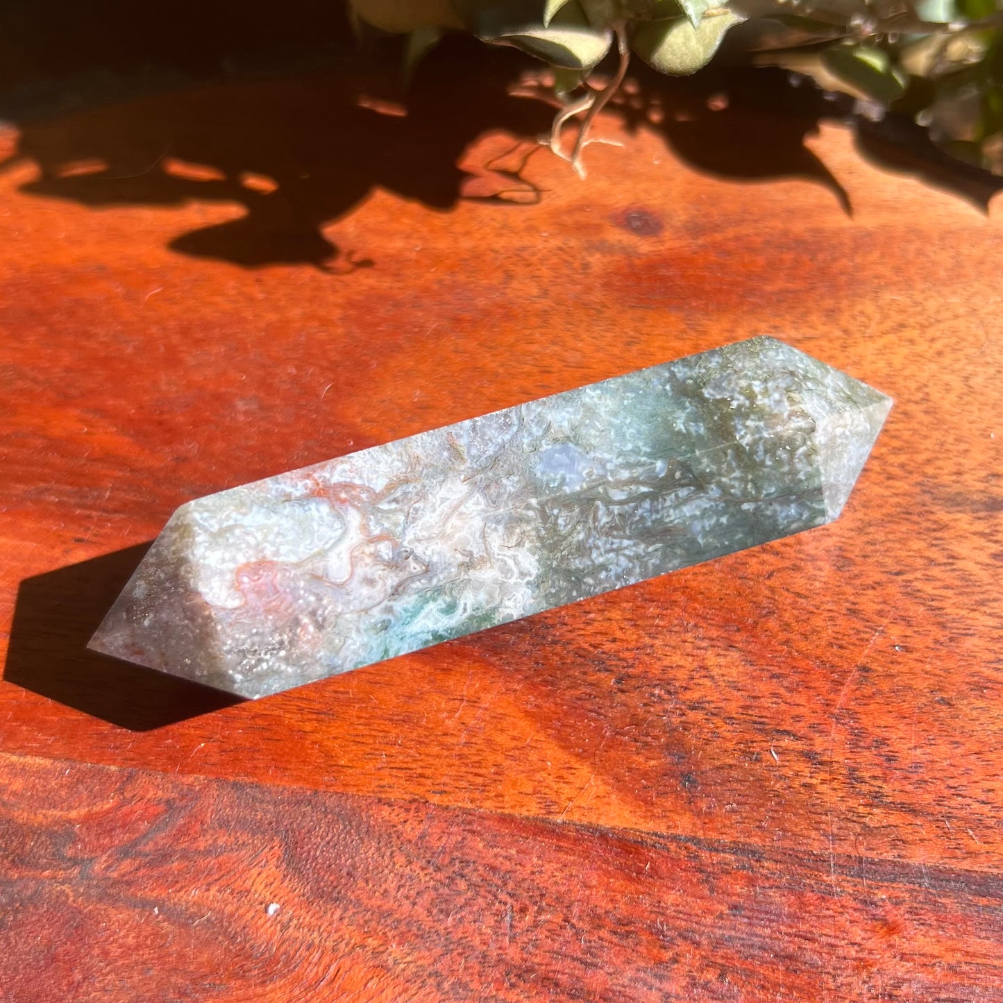 Moss Agate Double Terminated Wand