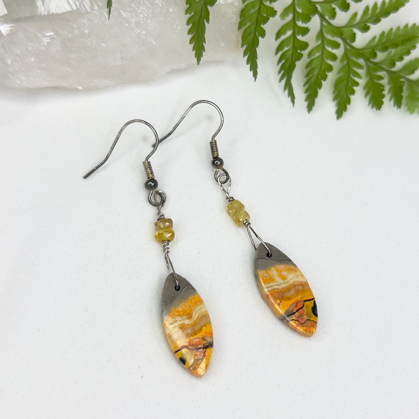 Bumblebee Jasper Crystal Earrings: Courage ∙ Creativity ∙ Zest for Life