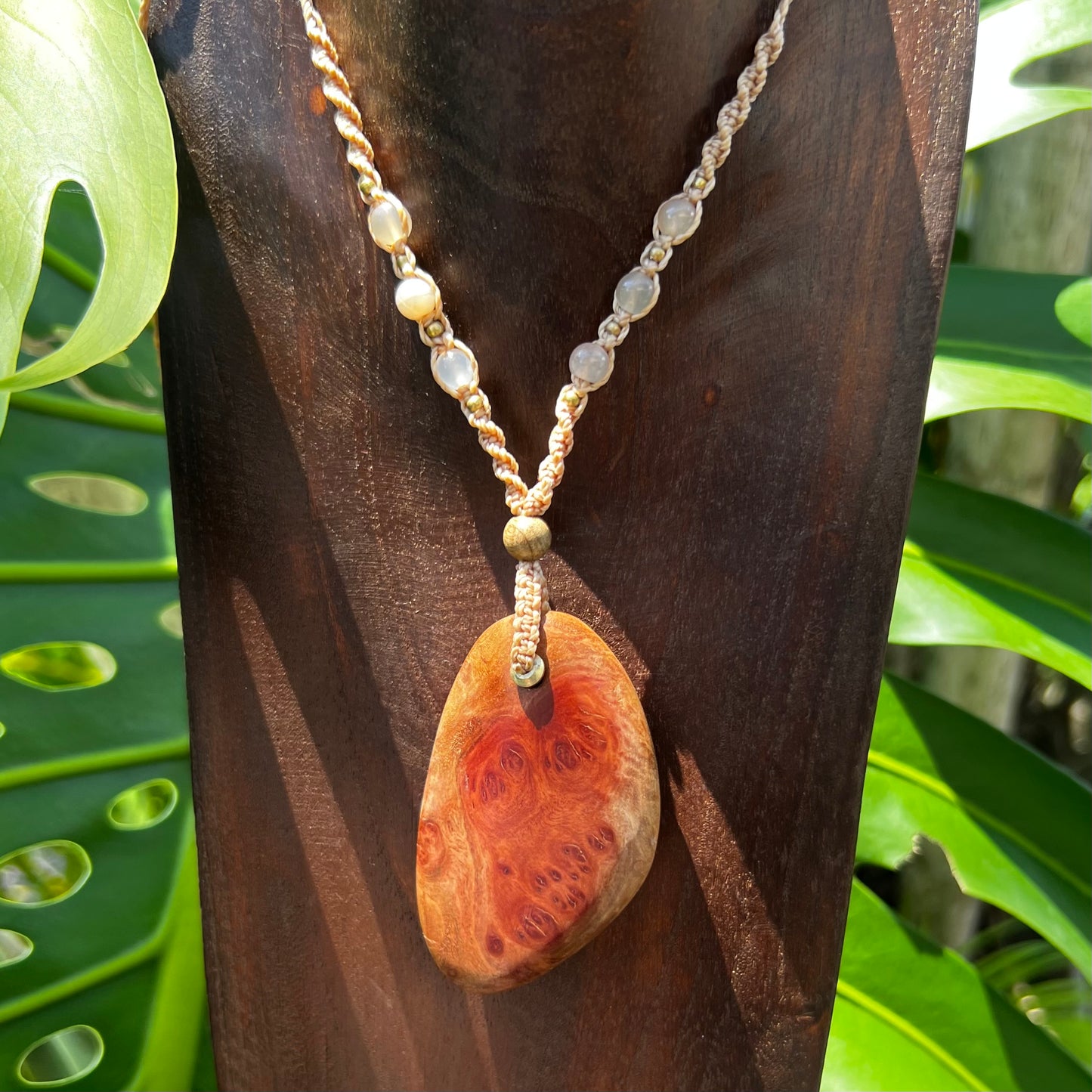 Mallee Burl & Sunstone Macrame Necklace - 'Spirit of Dryad' Talisman