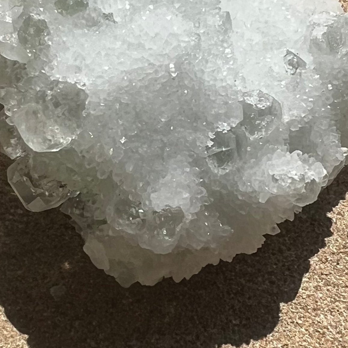 Green Octahedral Fluorite Specimen coated in Clear Quartz Druzy blanket - Fujian, China