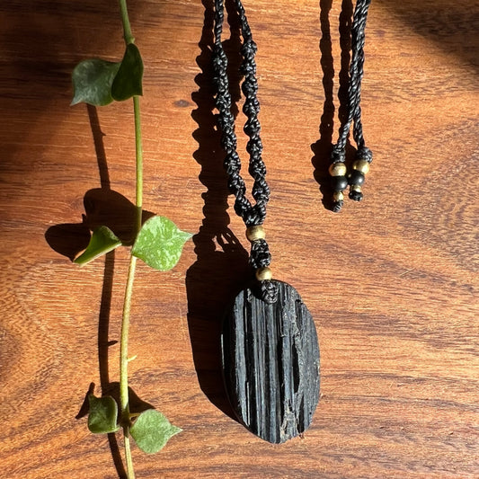 Black Tourmaline Macrame Necklace