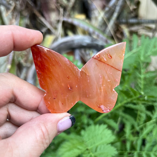 Carnelian 3D Butterfly Carving