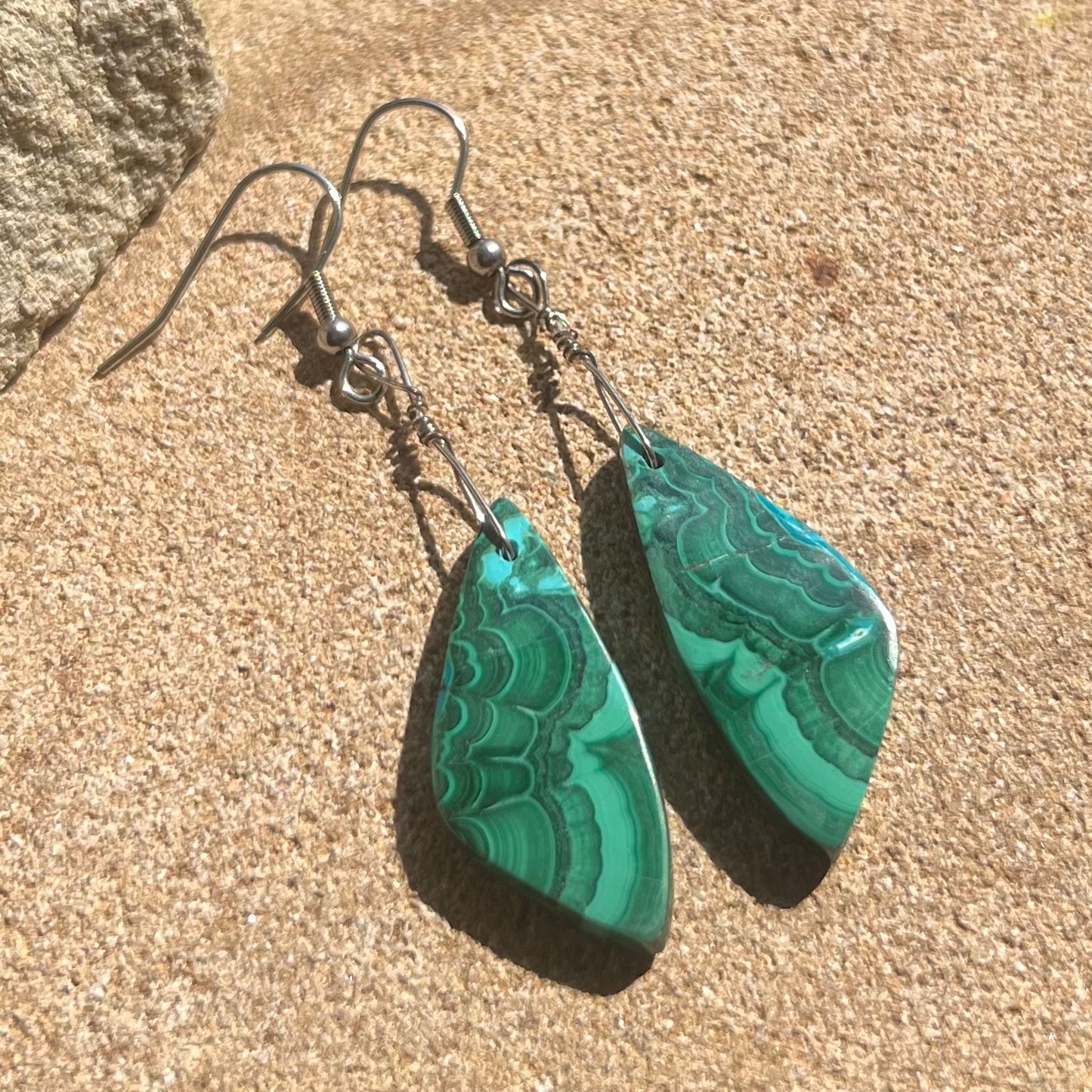 Chrysocolla in Malachite Crystal Earrings