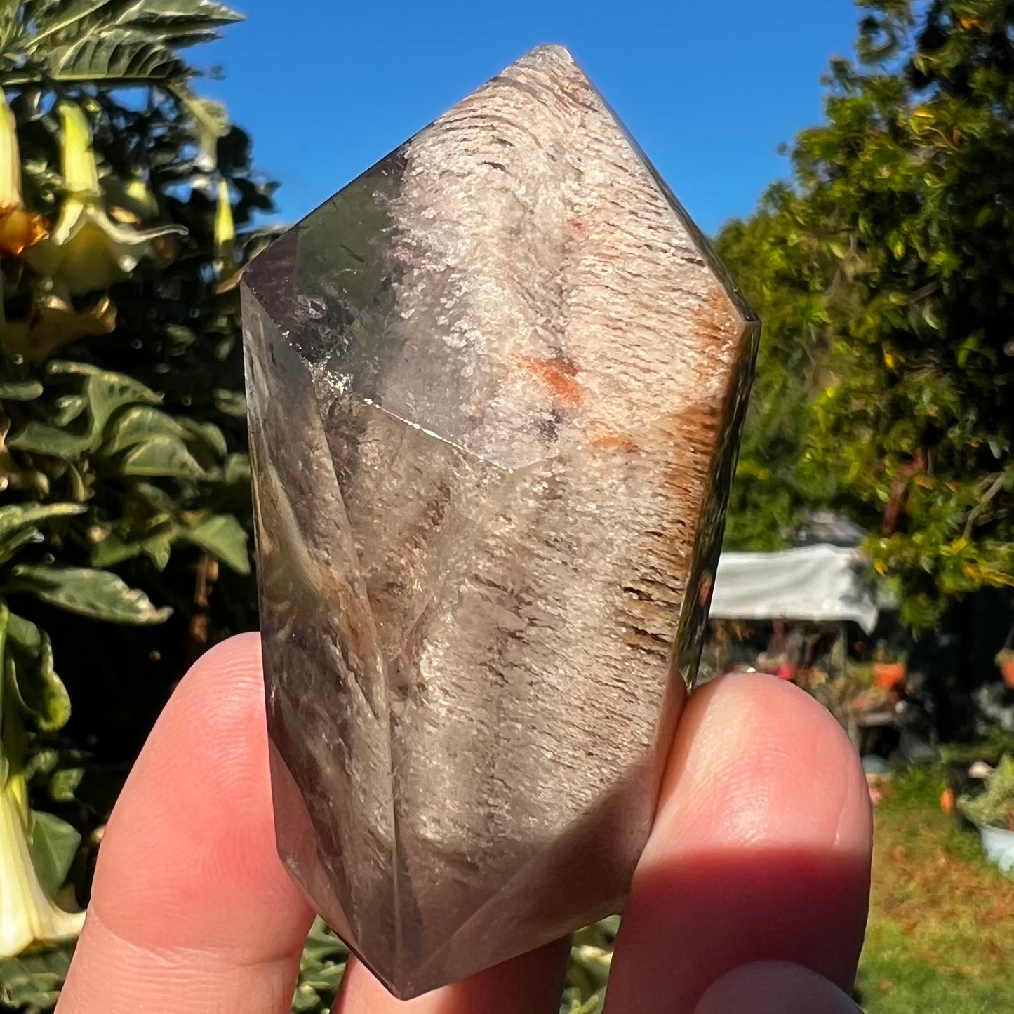'Thousand Layer' Lodalite Smoky Quartz Polished Point - Brazil