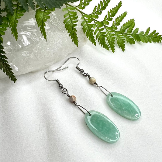Amazonite and Pink Opal Crystal Earrings: Inspiration ∙ Emotional Healing ∙ Self Expression