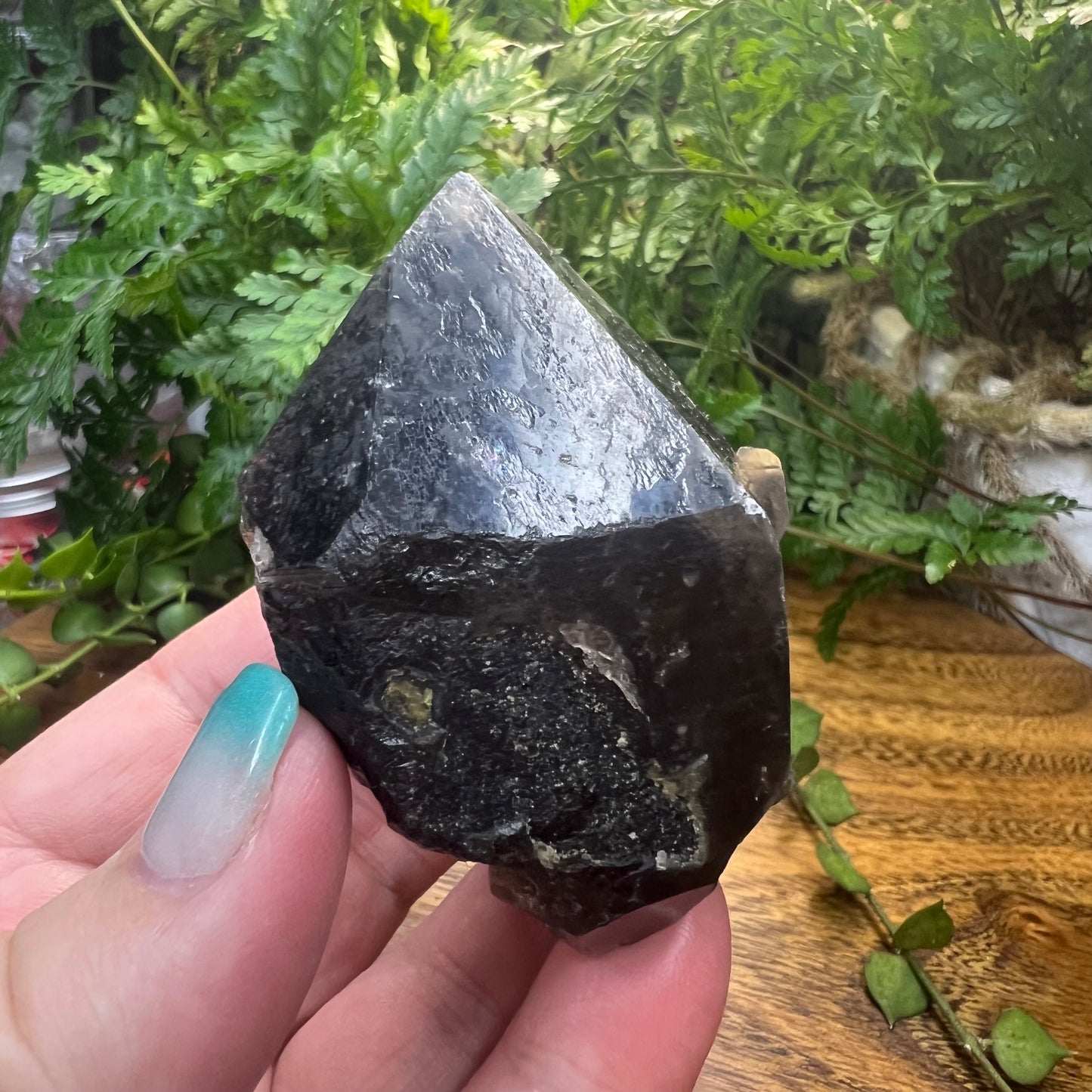 Morion Black Quartz Point | Smoky Quartz Cap | Natural Imprinted base