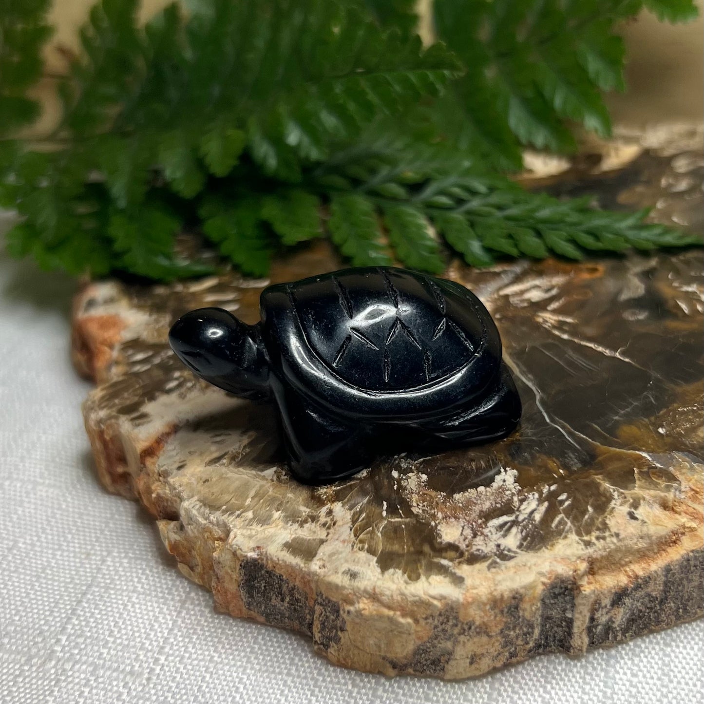 Obsidian Turtle Carving