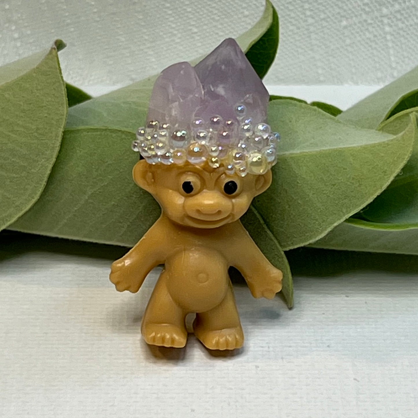 Amethyst Gnome with Rainbow Bubble Crown Fridge Magnet