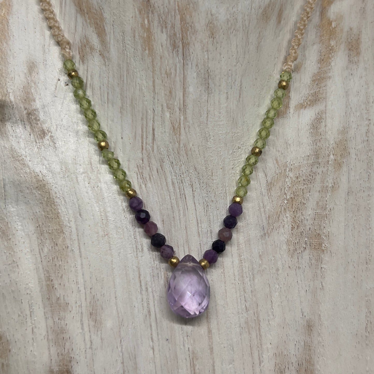 Amethyst with Peridot Crystal Necklace