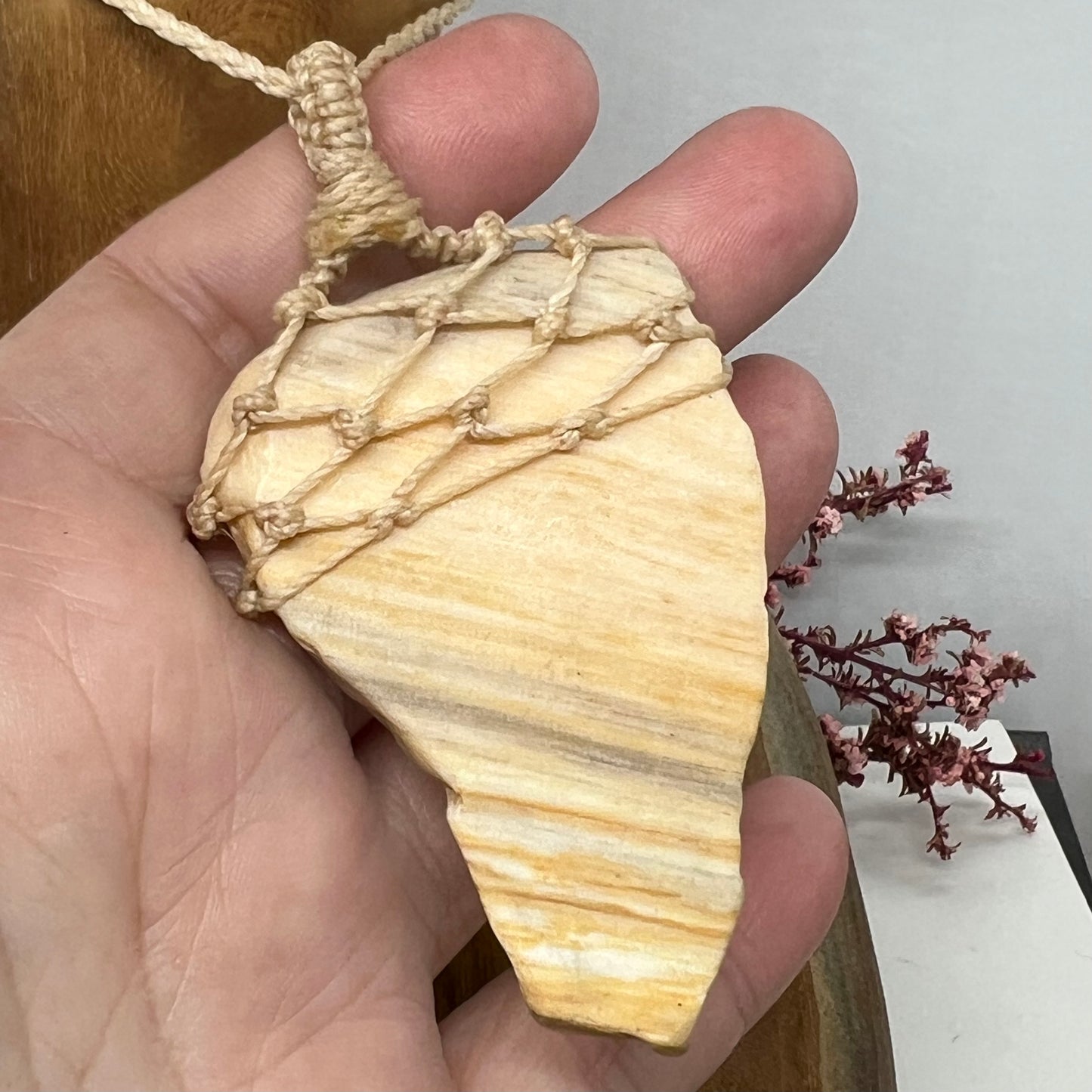 Australian Petrified Wood Macrame Necklace