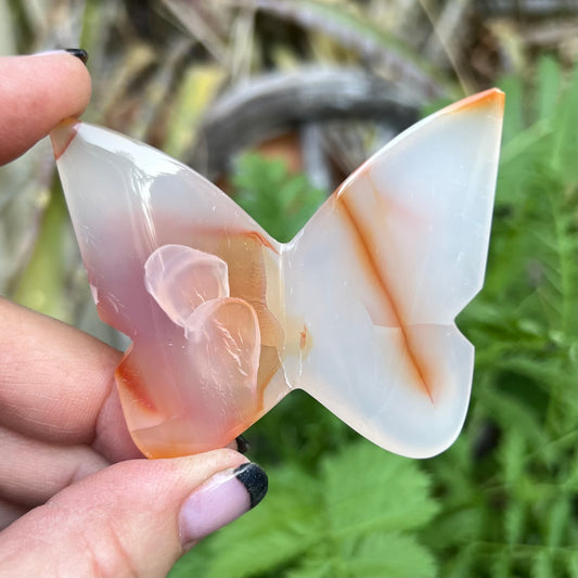 Carnelian 3D Butterfly Carving