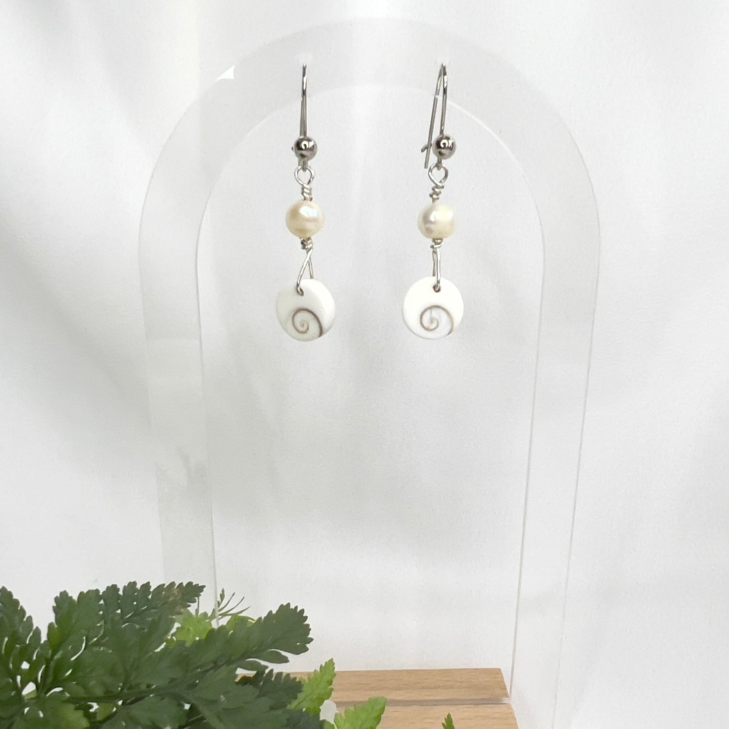 Shiva Eye & Fresh Water Pearl Earrings: Spiritual ∙ Transformation ∙ Nurturing