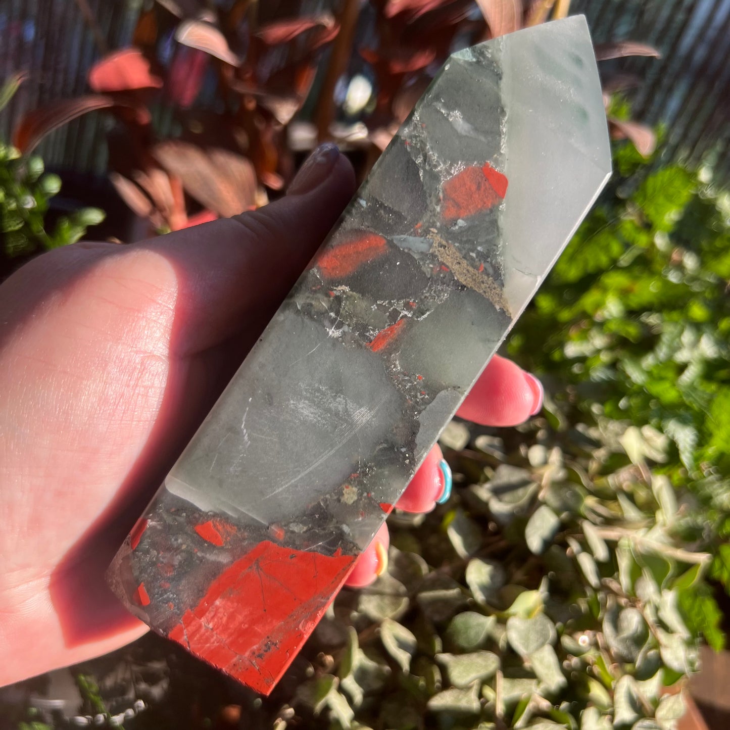 Large African Bloodstone Obelisk