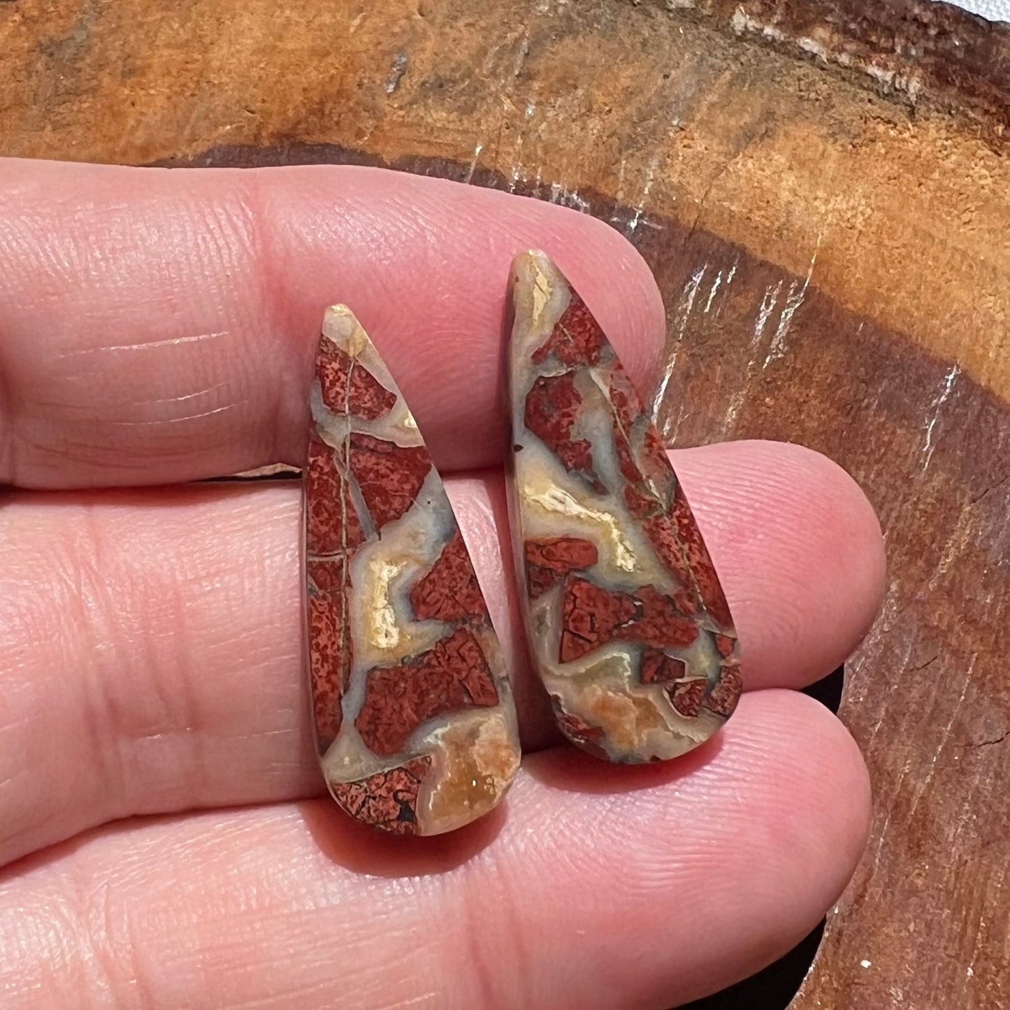 Noreen Jasper Flatback Earring Cabochon Pair | Pendant Cabochons