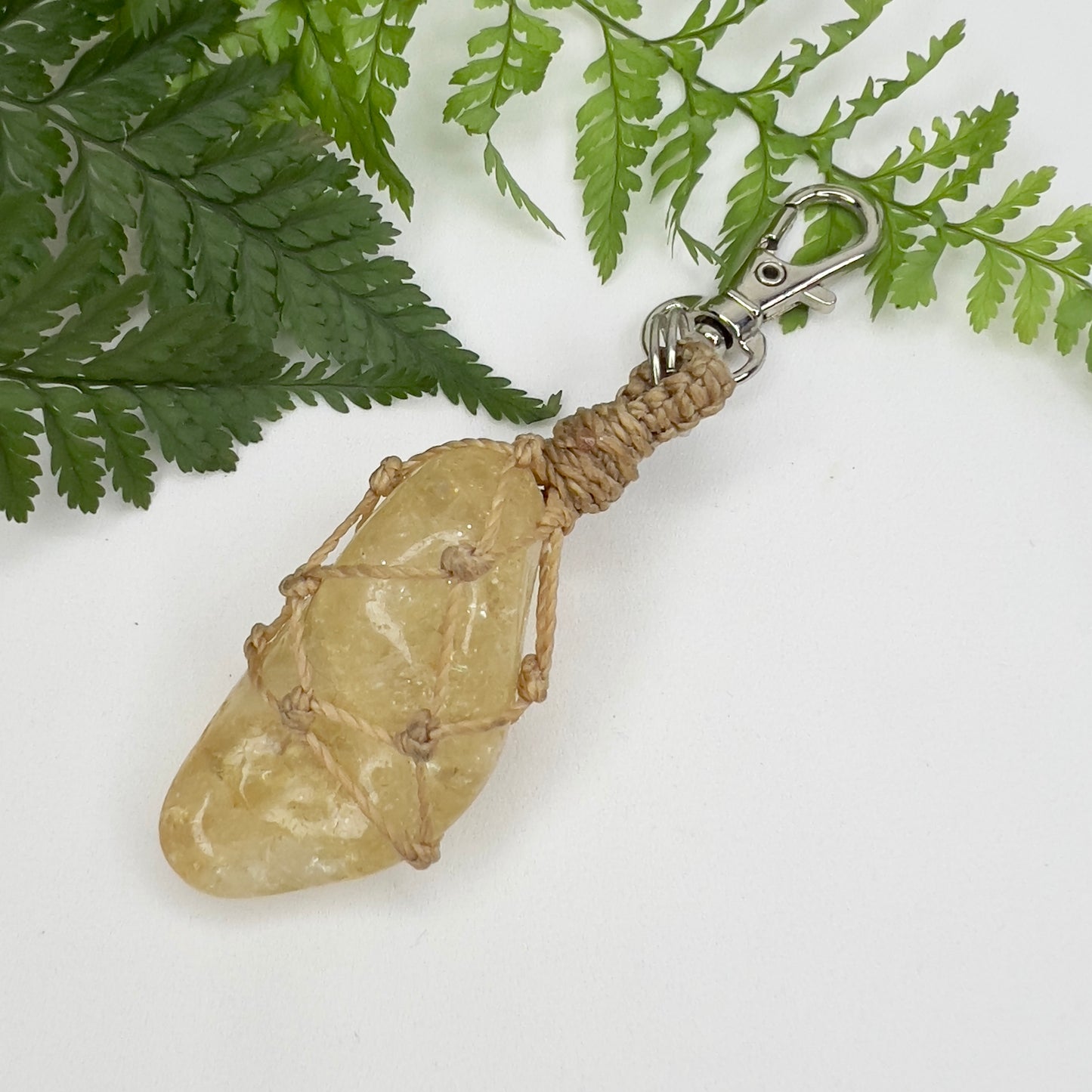 Citrine Crystal Macrame Keyring | Crystal Charm | Rainbows