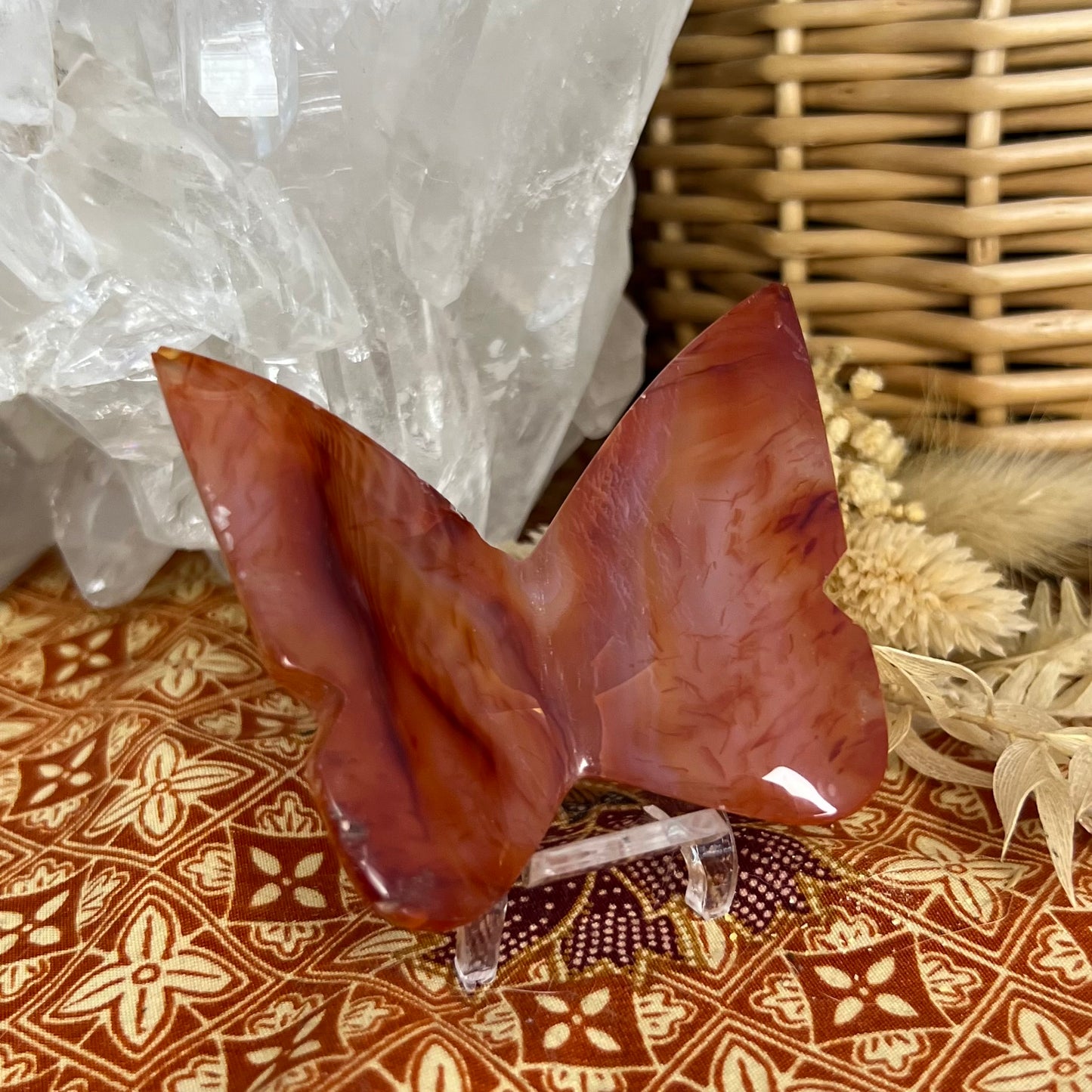 Carnelian 3D Butterfly Carving