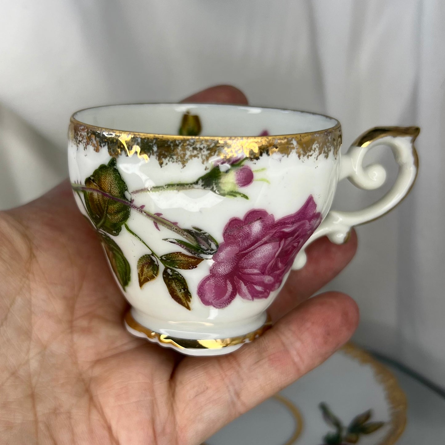 Vintage Demitasse Teacup & Saucer | Rose teacup | Delicate porcelain - Japan | A small Teapcup set perfect for little hands!