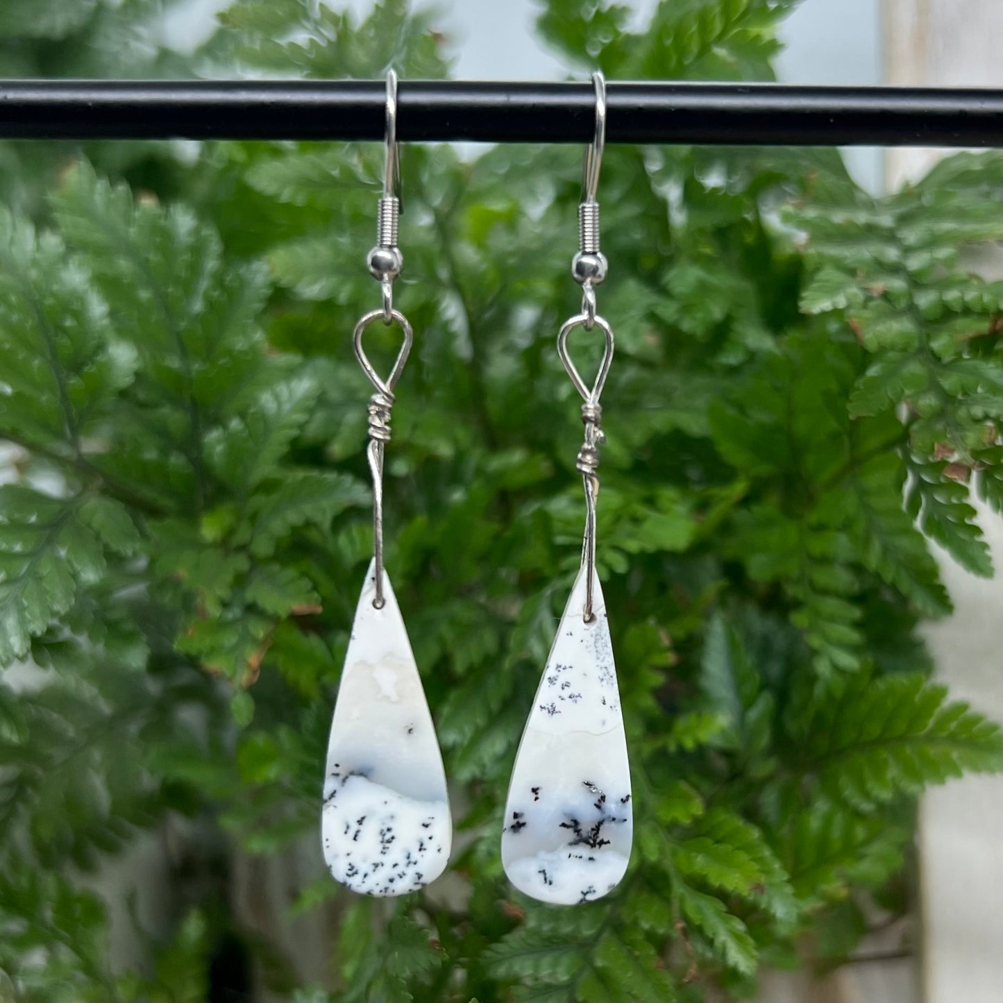 Dendrite Agate Crystal Earrings