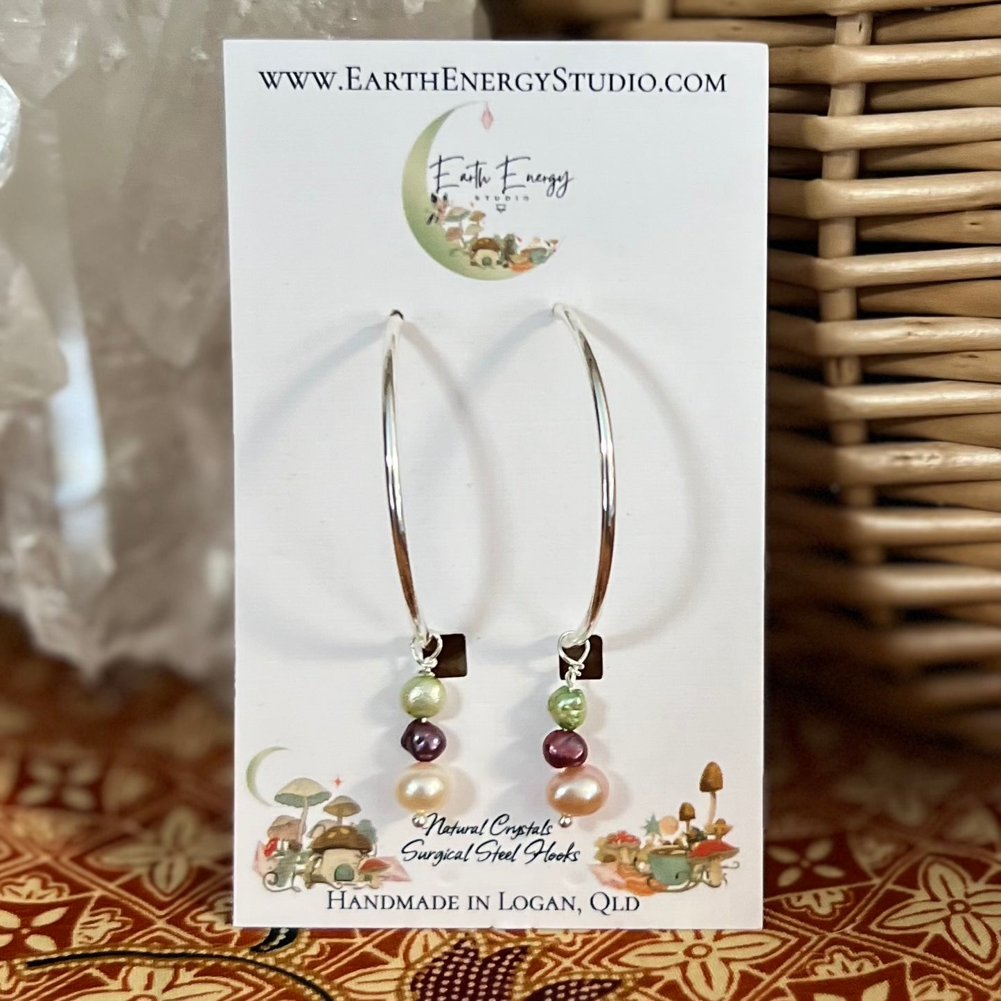 Dyed Freshwater Pearl Hoop Earrings