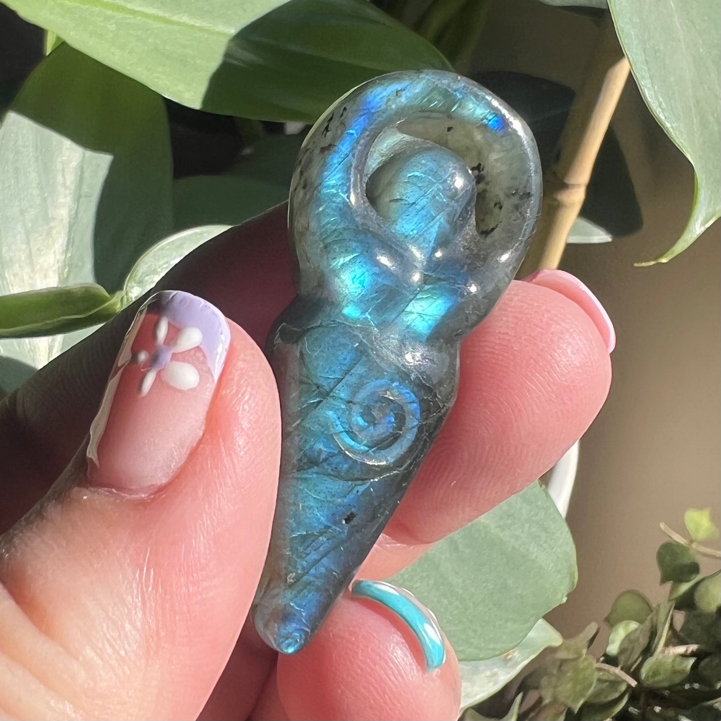 Spiral Labradorite Goddess - Sky Blue flash