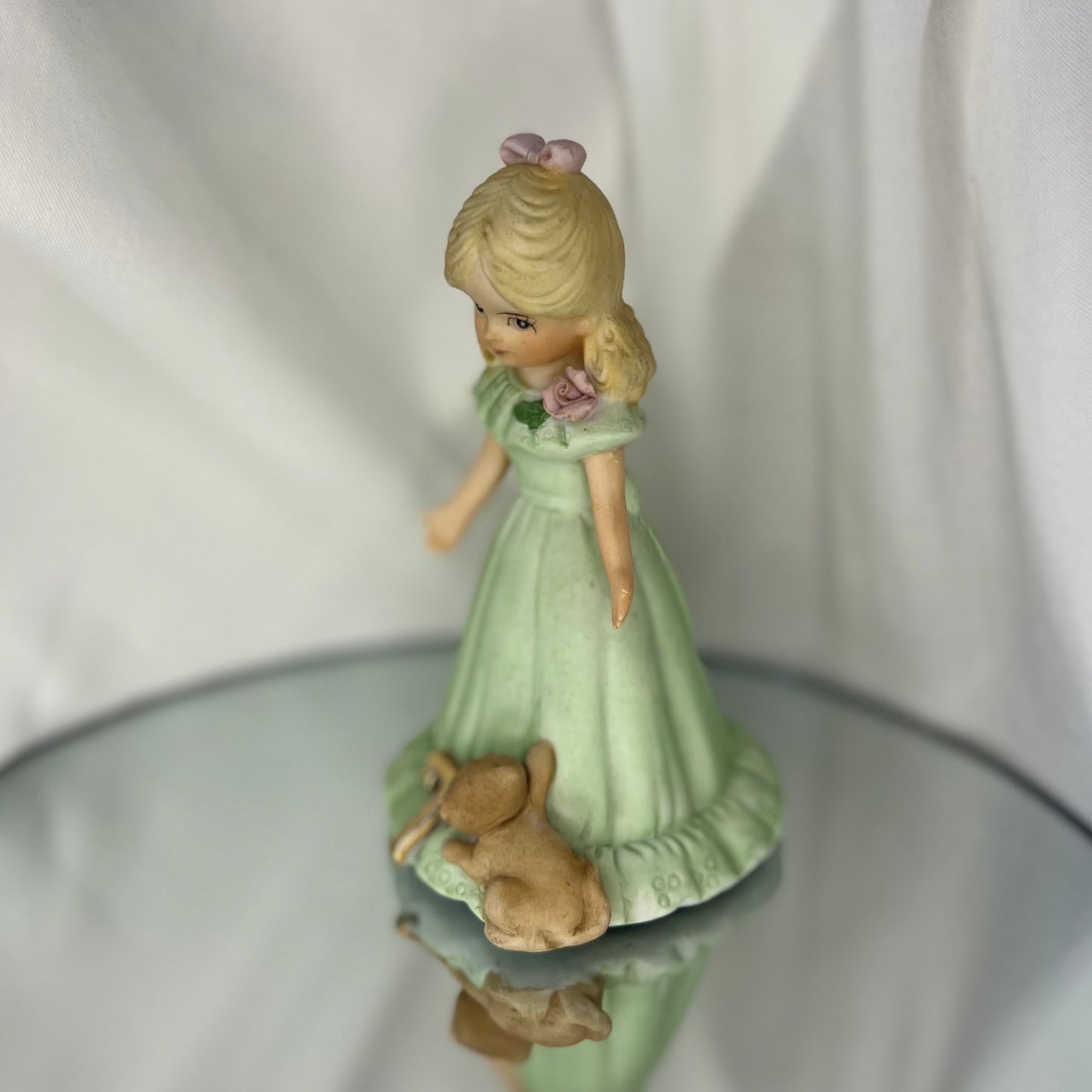 ‘Growing Up Birthday Girls' Porcelain Figurine | Vintage 7th Birthday Cake Topper | Blonde girl version | Enesco | 1984