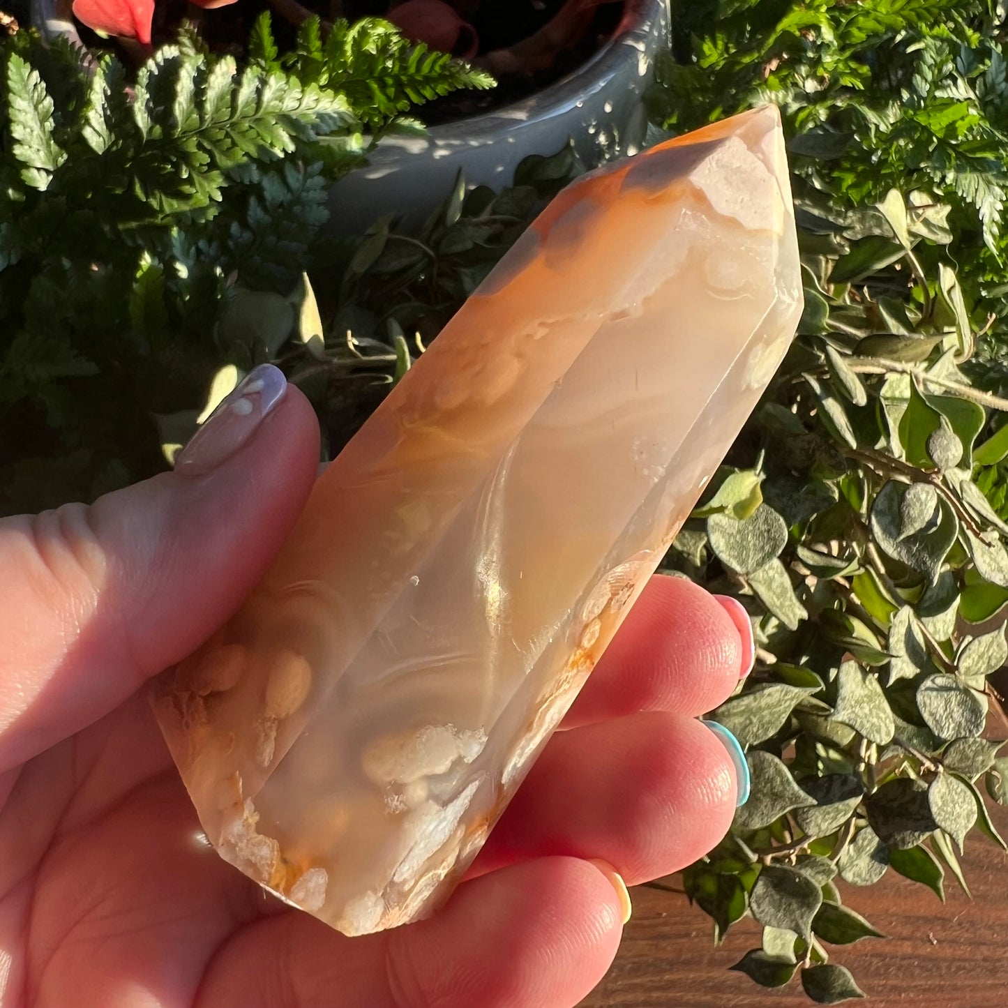 Red toned Flower Agate Tower / Cherry Blossom Agate