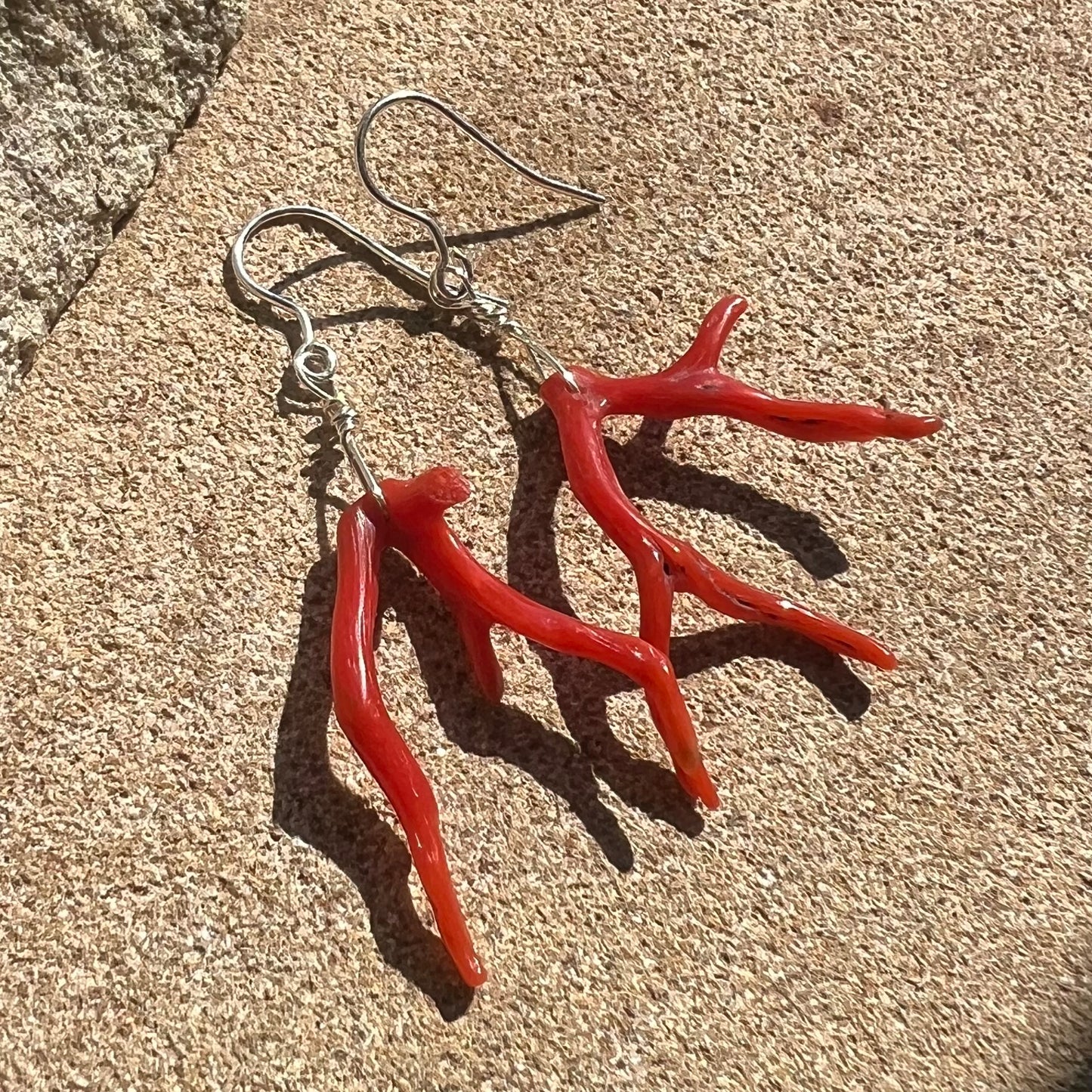 Red Coral (Italy) Sterling Silver Earrings