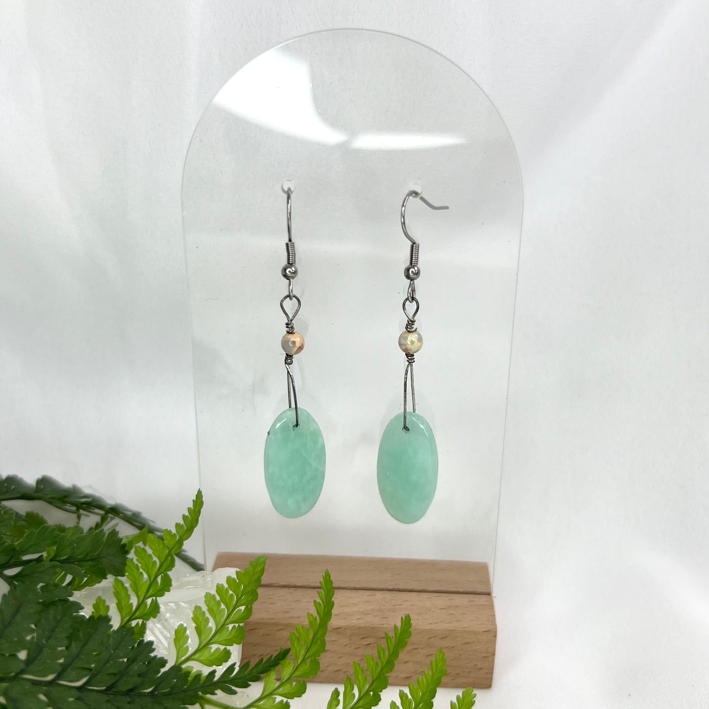 Amazonite and Pink Opal Crystal Earrings: Inspiration ∙ Emotional Healing ∙ Self Expression