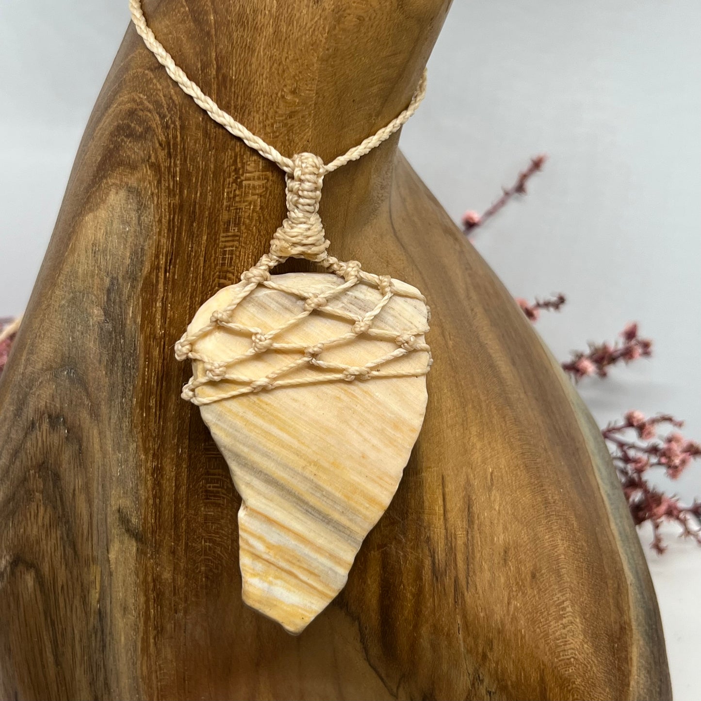 Australian Petrified Wood Macrame Necklace