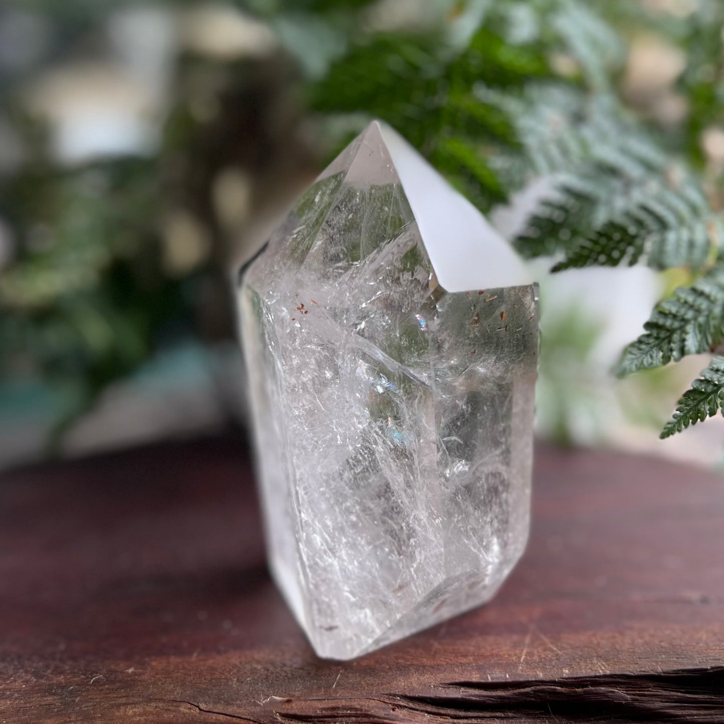 Chunky Polished Hyaline Quartz Point with Inclusions | Brazil | Chlorite, Rainbows & Penetrator