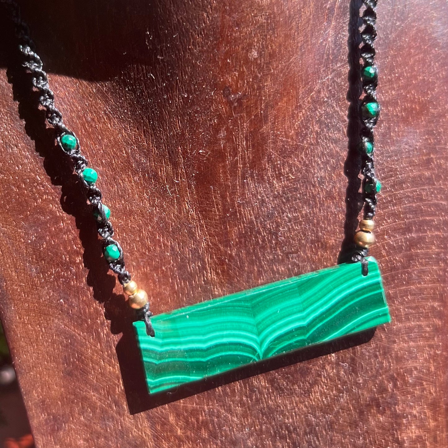 Malachite Crystal Macrame Necklace