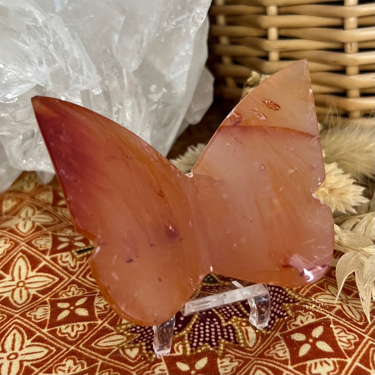 Carnelian 3D Butterfly Carving