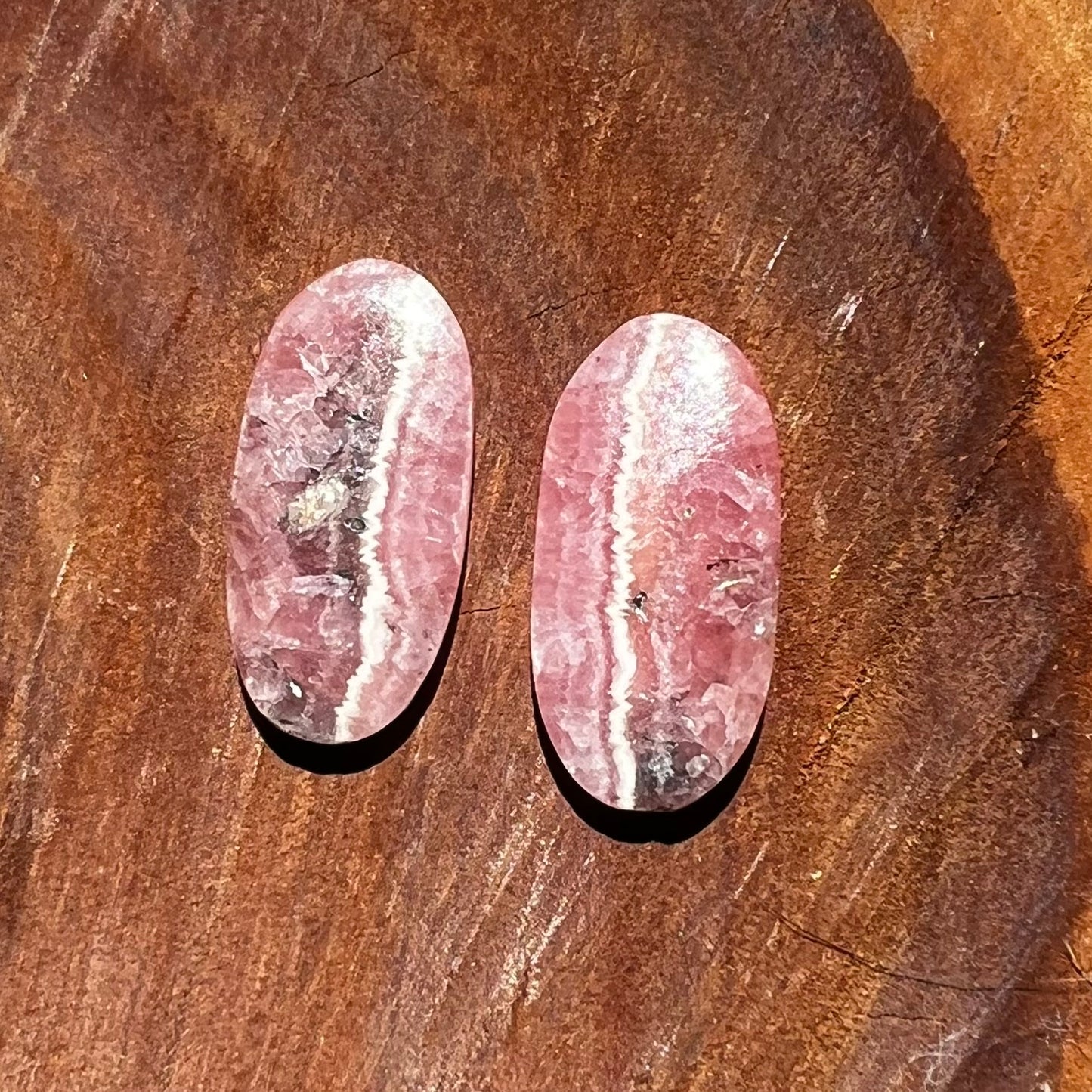 Rhodochrosite Flatback Earring Cabochon Pair