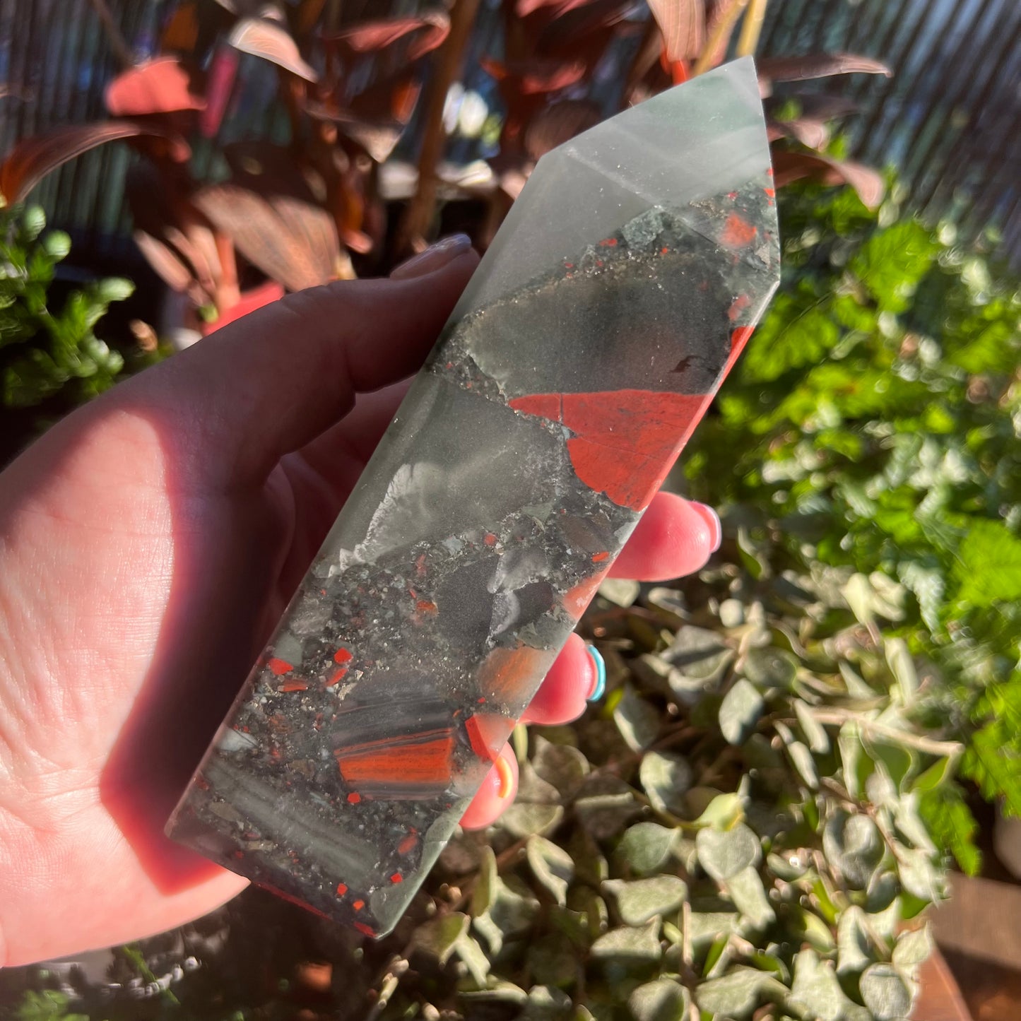 Large African Bloodstone Obelisk