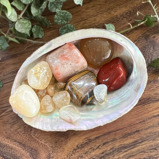 Crystal Set in Abalone Shell - Solar Plexus & Sacral Chakra