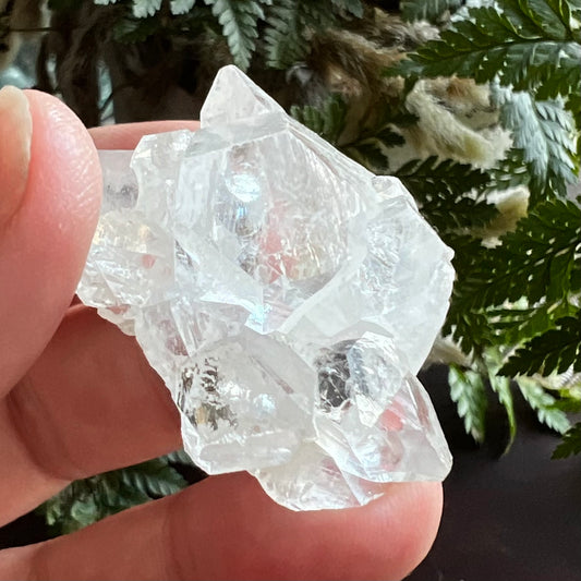 Mirror Apophyllite on Clear Calcite Matrix Cluster - Jalgoan District, Maharashtra, India