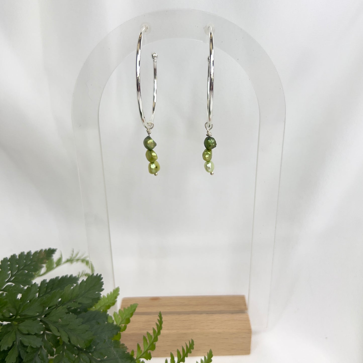 Dyed Vintage Freshwater Pearl Hoop Earrings