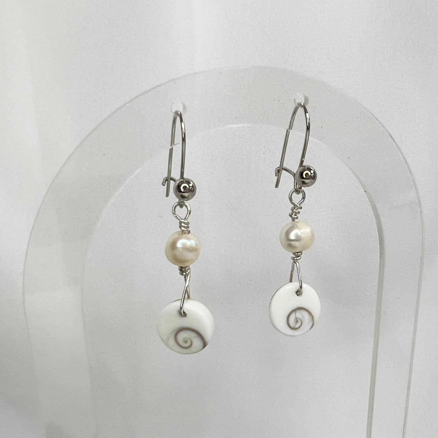Shiva Eye & Fresh Water Pearl Earrings: Spiritual ∙ Transformation ∙ Nurturing