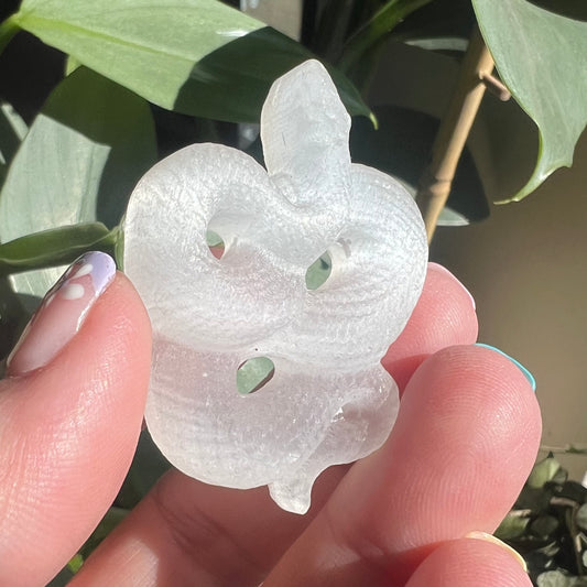 Selenite Serpent Crystal Carving - Shimmery Snake Carving