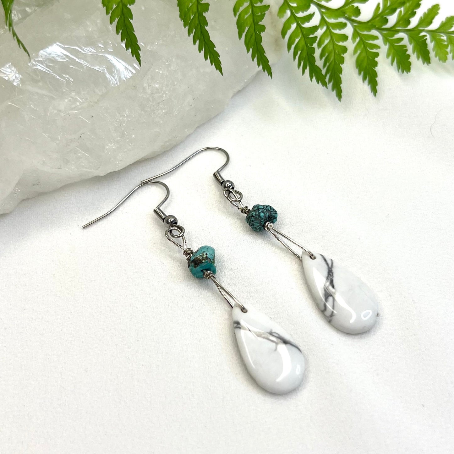 Howlite Crystal Earrings: Emotional Balance ∙ Quiet the Mind ∙ Soothes Stress