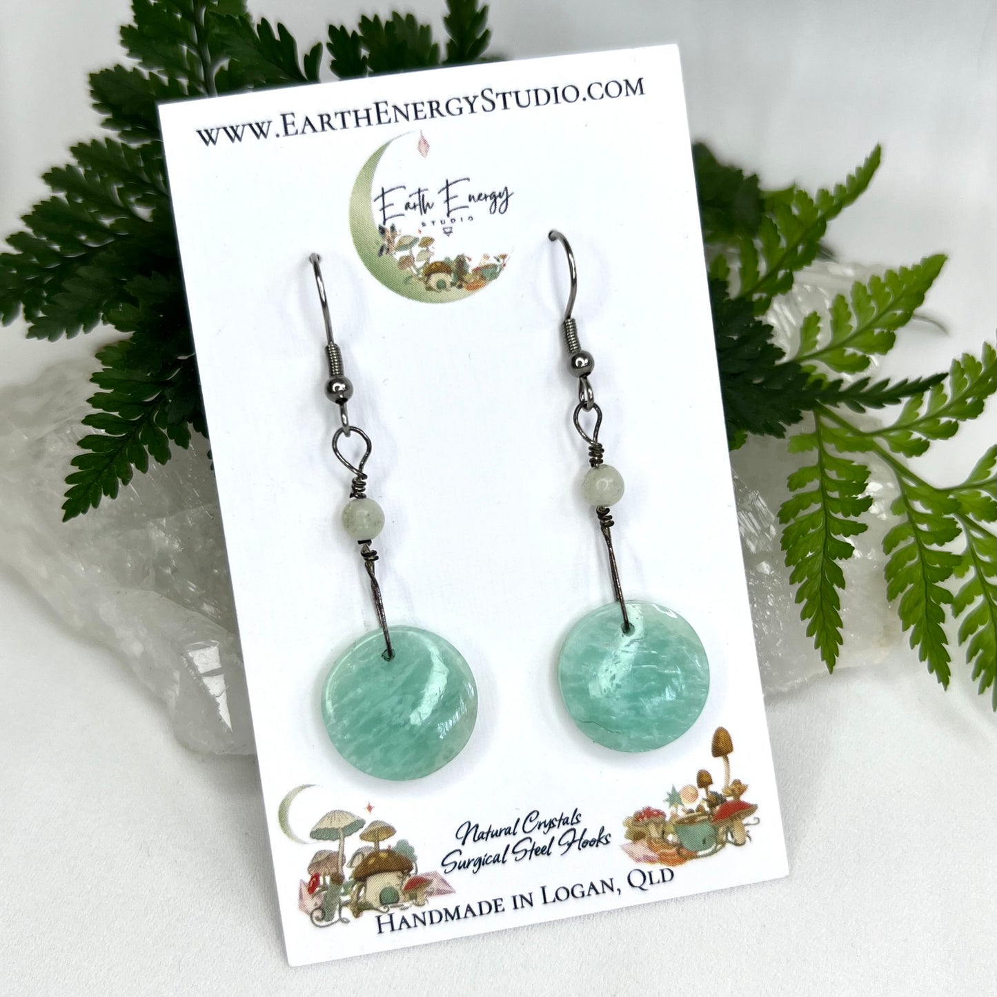 Amazonite Crystal Earrings: Inspiration ∙ Emotional Healing ∙ Self Expression