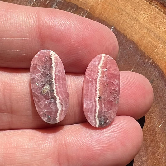Rhodochrosite Flatback Earring Cabochon Pair