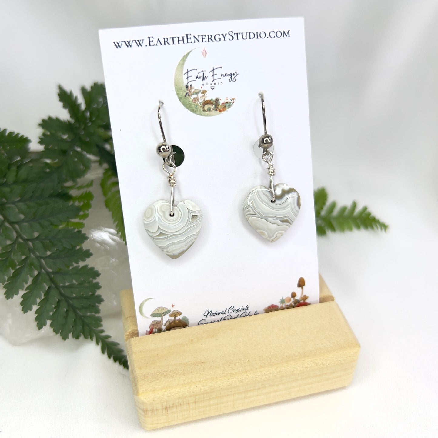Crazy Lace Agate Heart Crystal Earrings: Playful ∙ Inner Strength ∙ Optimism