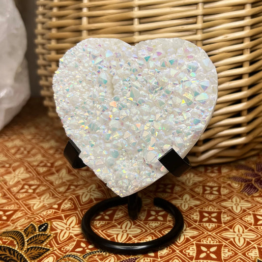 Angel Aura Quartz Heart on Stand